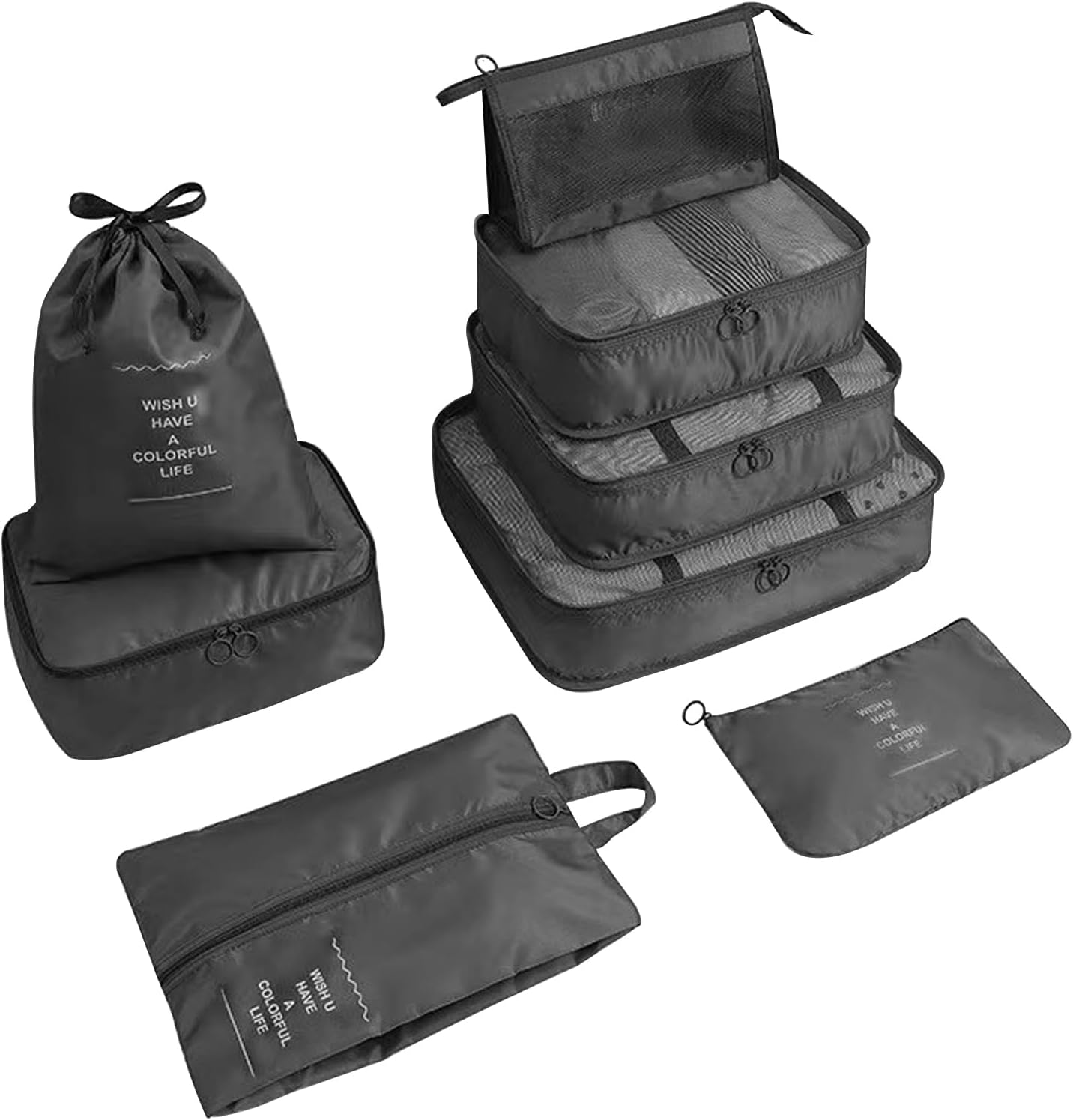 8 قطع من مكعبات التعبئة للحقائب، حقيبة تخزين أمتعة محمولة 8 PCS Cubes d'emballage for valises Sac de rangement de bagages