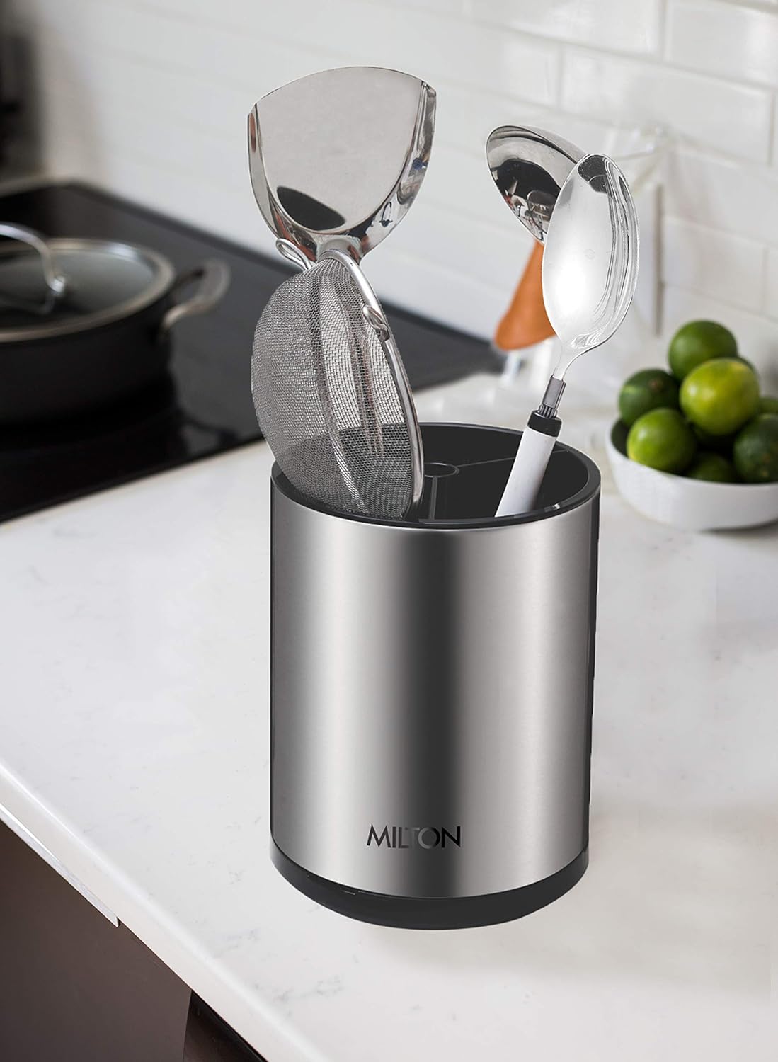 Milton Stainless Steel Rotating Cutlery Stand, Silver حامل أدوات المائدة الدوار من الفولاذ المقاوم للصدأ من ميلتون، فضي اللون