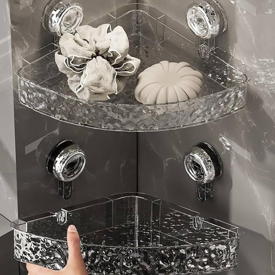رف زاوية سهل التركيب بدون حفر للحمام والدش Étagère d'Angle Facile à Installer sans Perçage pour Salle de Bain
