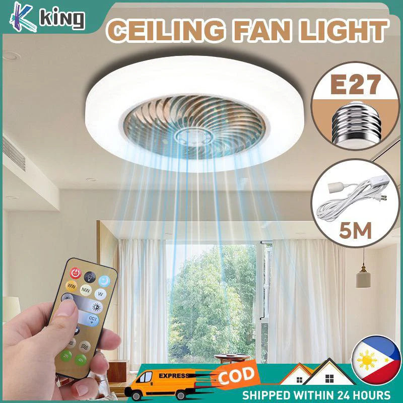 Ventilateur de plafond LED rotatif avec lampe LED مروحة سقف دوارة مزودة بإضاءة LED