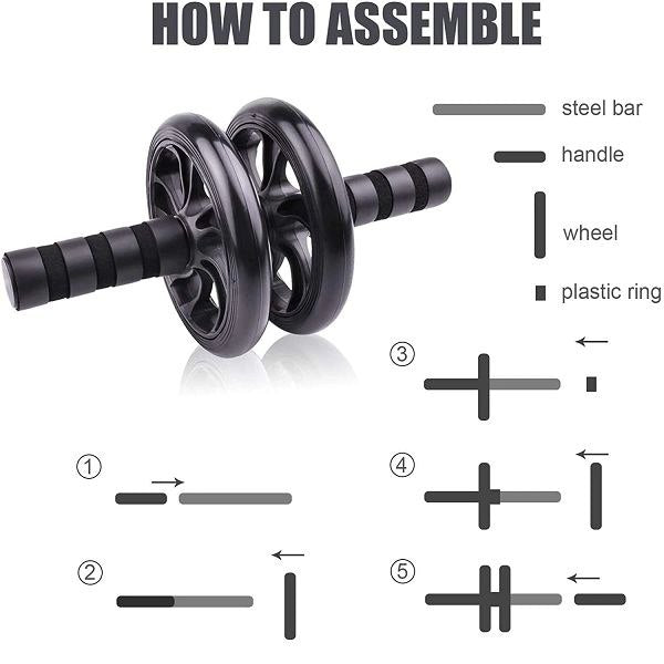 عجلة تمارين البطن الدوارة المزدوجة أسطوانة لتمارين عضلات البطن، بمقبض مانع للانزلاق AB WHEEL EXERCISER  Roulette abdos et musculation, poignée antidérapante