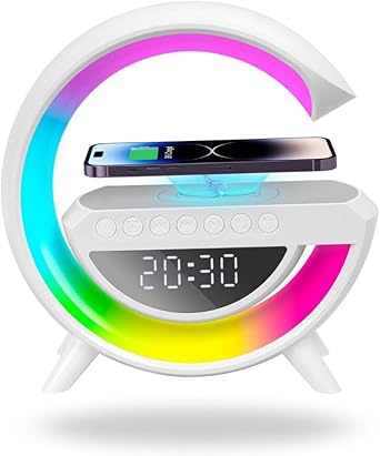 LED Wireless Charging Speaker Réveil avec lumière et haut-parleur Bluetooth