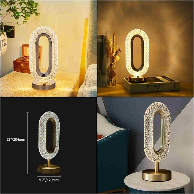 مصباح طاولة فاخر يعمل باللمس بتقنية LED Lampe de Table LED Tactile en cristal de LUXE