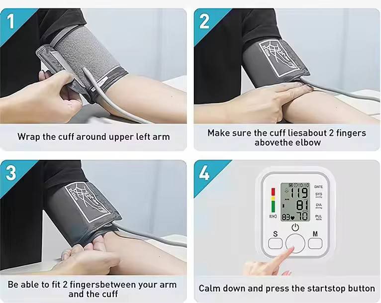 Tensio-mètre Moniteur de pression artérielle LCD fréquence جهاز قياس ضغط الدم LCD معدل قياس ضغط الدم