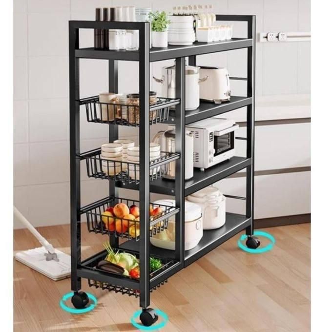 رف تخزين مع عربة متحركة منظم أدوات المطبخ 90×31×131 Etagère de stockage avec chariot mobile
