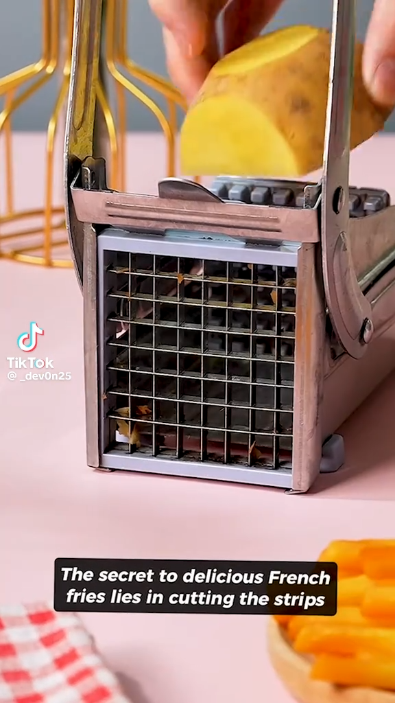 قطاعة بطاطس مقلية مع شفرتين من الفولاذ المقاوم للصدأ Coupe-frites avec 2 lames en acier inoxydable coupe-pommes de terre coupe-hachoir