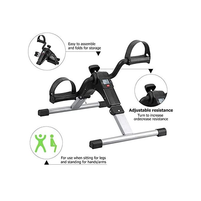 دراجة تمارين رياضية صغيرة محمولة مزودة بدواسات Leg Pedal Exerciser Mini vélo d'exercice portable avec pédales machine de musculation vélo d'entraînement des jambes et des bras
