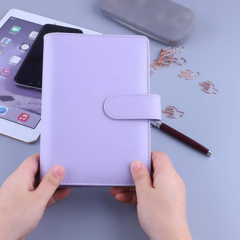 Classeur A6 Rechargeable en Cuir Synthétique à 6 Anneaux pour Papier et Enveloppes Budgétaires