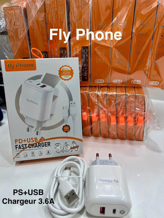 Chargeur Fly Phone PD+USB 3.6A Fast Charger