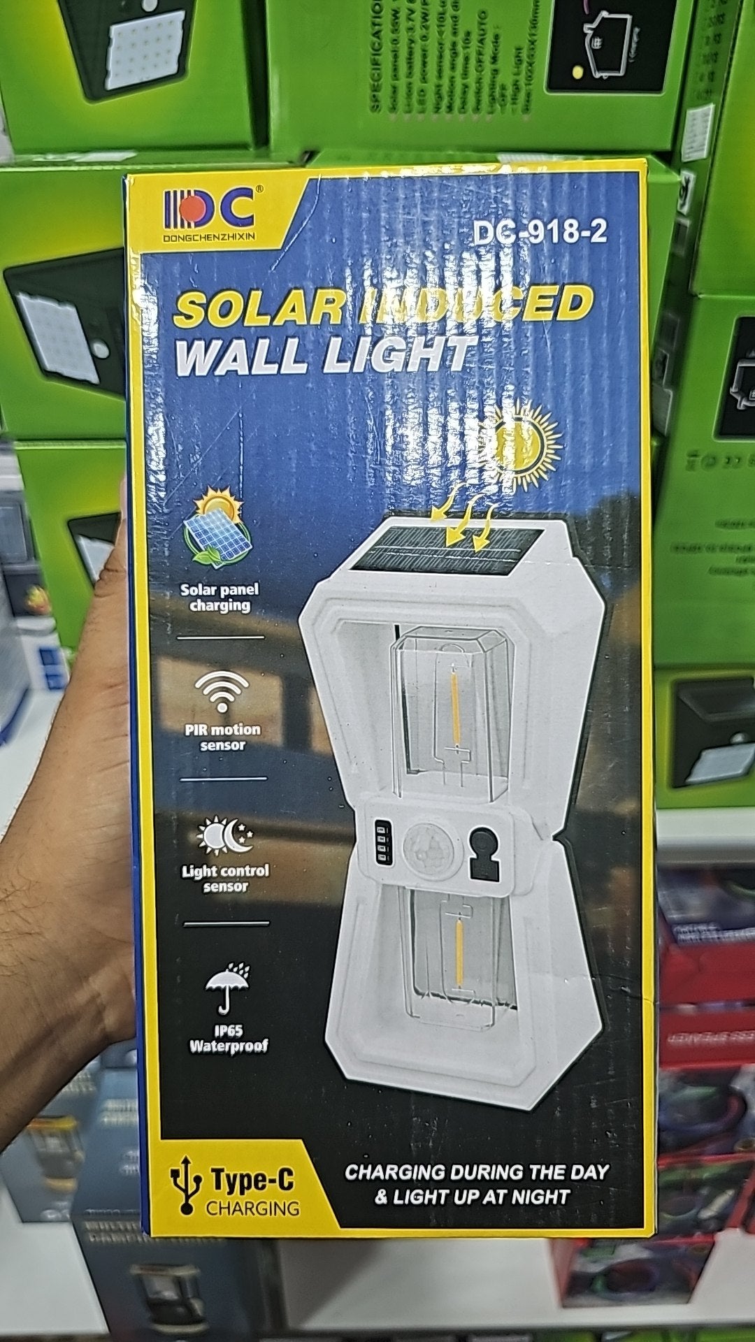 مصباح حائط شمسي مزود بمستشعر حركة مدمج Applique murale solaire blanche modèle DC-918-2 avec détecteur de mouvement intégré