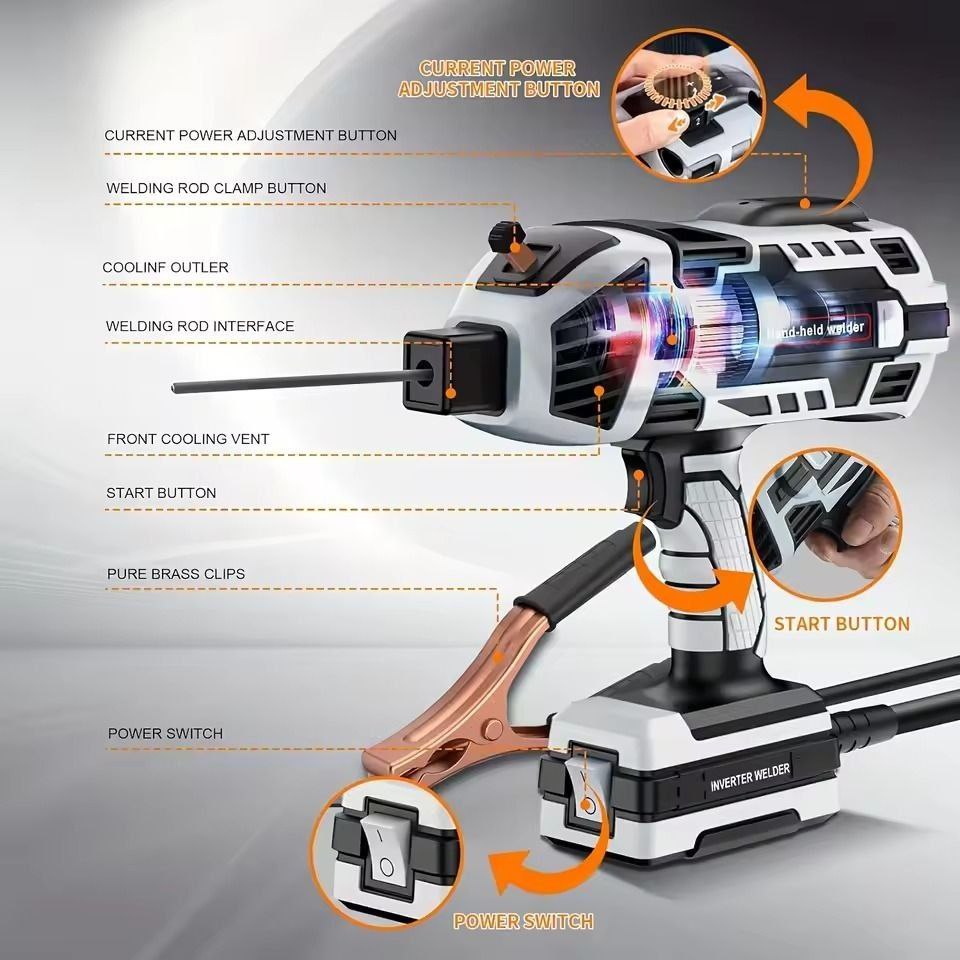 Poste à souder 110V ماكينة لحام 110 فولت، مسدس لحام يدوي بتقنية IGBT، طقم ماكينة لحام كهربائية بستة أوضاع متغيرة مع قناع لحام