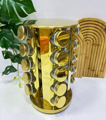 Etagère à épices rotative dorée en acier inoxydable رف توابل دوار من الفولاذ المقاوم للصدأ باللون الذهبي