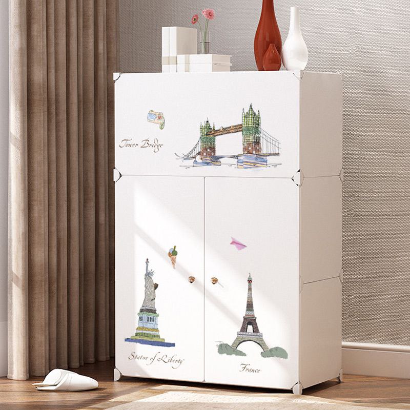 3D Decorated Triple Door Shoe Storage  JL 04