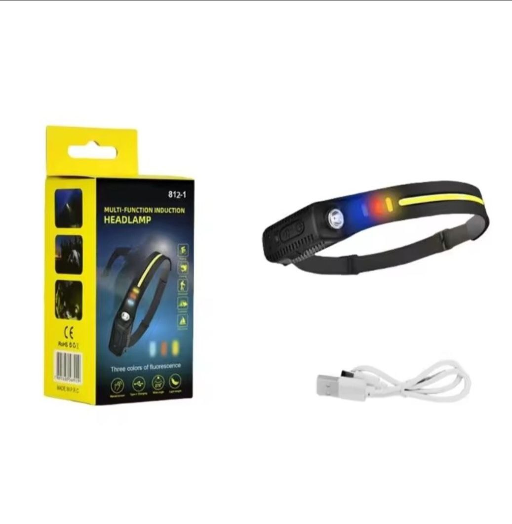 Lampe Frontale à Induction COB LED avec Capteur مصباح أمامي LED قابل لإعادة الشحن عبر USB