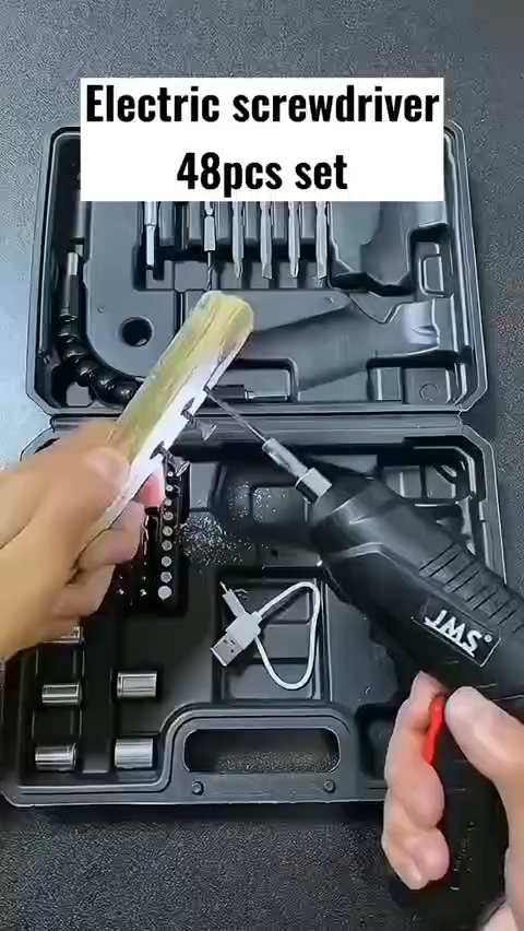 Tournevis électrique avec accessoires 47Pcs, mini visseuse sans fil rechargeable