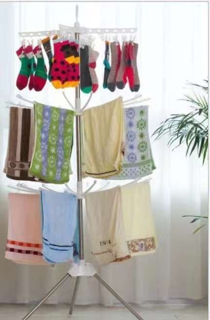 Portable Stainless Steel Drying Rack مجفف غسيل ثلاثي الطبقات من الفولاذ المقاوم للصدأ موفر للمساحة 170cm