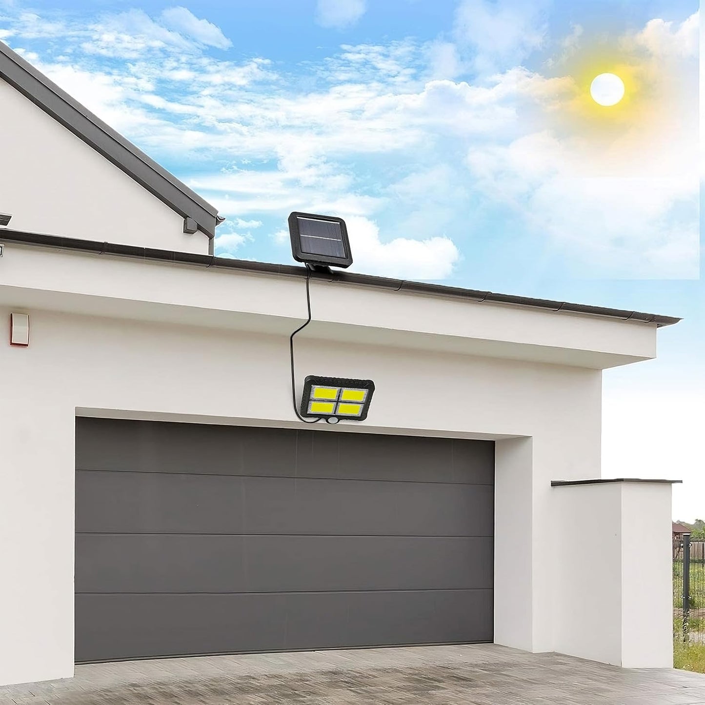 ضوء الجدار الشمسي ضوء ماء الطوارئ Solar sensor light  Lampes solaires d'extérieur avec détecteur de mouvement,128 LED