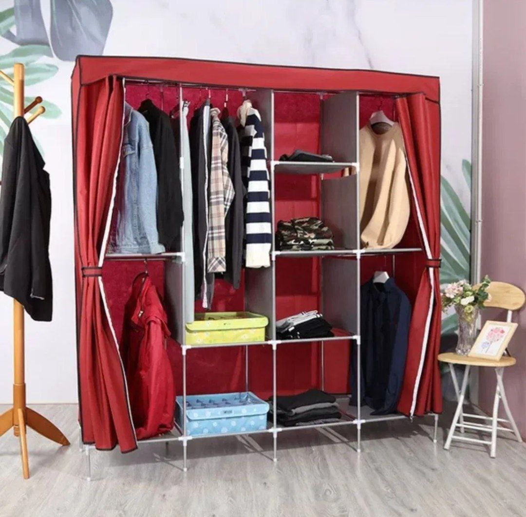 خزانة ملابس كبيرة قابلة للطي بأربعة أبواب و12 رفًا لتخزين الملابس 170cm×45 ×170 Grande Armoire Penderie pliable à 4 portes 12 étagères Pour Rangement de vêtements