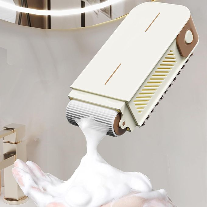 brosse de nettoyage multifonction علبة صابون متعددة الوظائف مع فرشاة مدمجة ورول رغوي