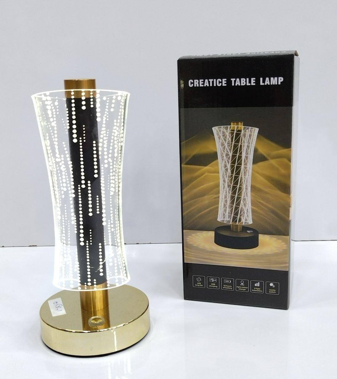 مصباح طاولة LED يعمل باللمس بثلاثة أضواء، قابل لإعادة الشحن عبر USB Creatice table lamp