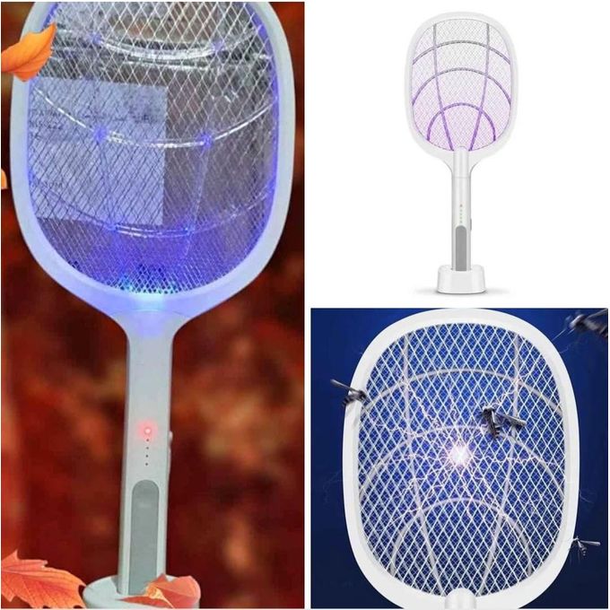 مضرب ذباب كهربائي، مزود بضوء فوق بنفسجي، ومصباح LED، ومصيدة بعوض Raquette anti-mouches électrique, avec lumière Uv, lampe Led, piège à moustiques.