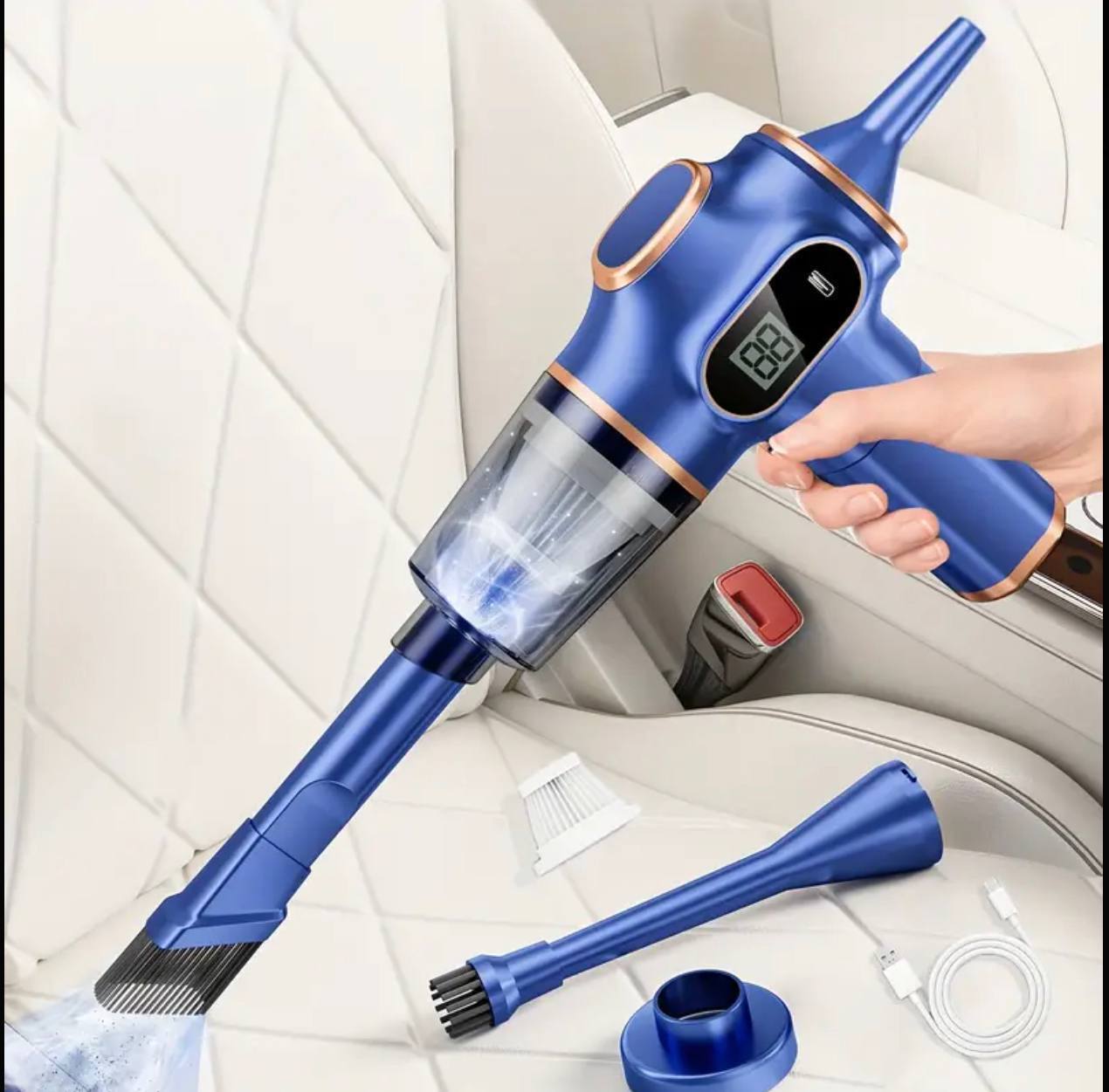 مكنسة كهربائية محمولة لاسلكية Aspirateur portable sans fil, mini aspirateur de voiture, nettoyeur rechargeable pour voitures