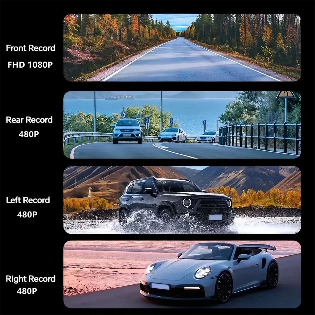 أربع كاميرات أمامية للسيارة، حماية بانورامية بزاوية 360 درجة 4 caméras de tableau de bord pour voiture, protection panoramique à 360 degrés