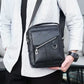 حقيبة كلاسيكية بحزام كتف قابل للتعديل Sac messager en cuir véritable pour homme