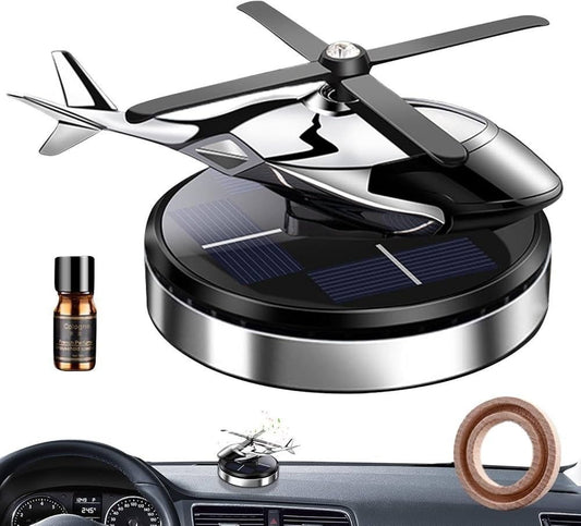 معطر جو للسيارة يعمل بالطاقة الشمسية على شكل طائرة هليكوبتر Hélicoptère à énergie solaire diffuseur d'aromathérapie rotatif pour voiture