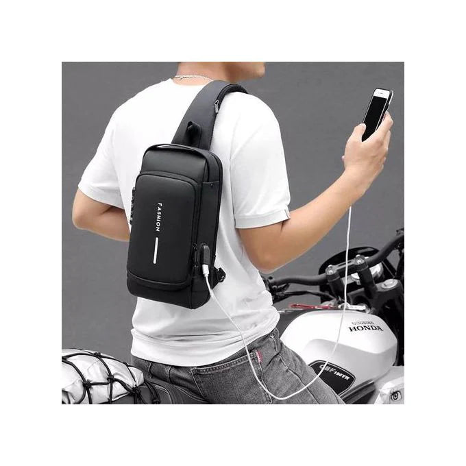 Sac à bandoulière USB antivol multifonction pour hommes حقيبة كتف متعددة الوظائف مضادة للسرقة مزودة بمنفذ USB للرجال