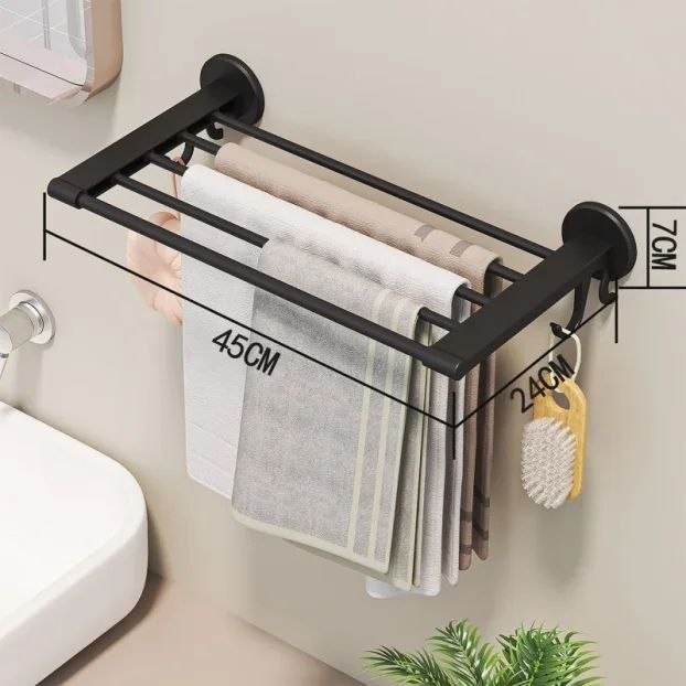 رف مناشف حمام مثبت على الحائط من الفولاذ المقاوم للصدأ Porte-serviettes mural de salle de bain en acier inoxydable