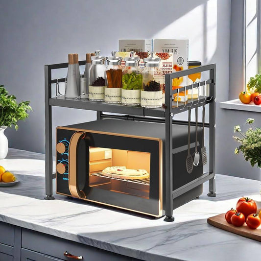 Étagère cuisine deux niveaux optimisation espace رف مطبخ بسطحين لتحسين تنظيم المساحة