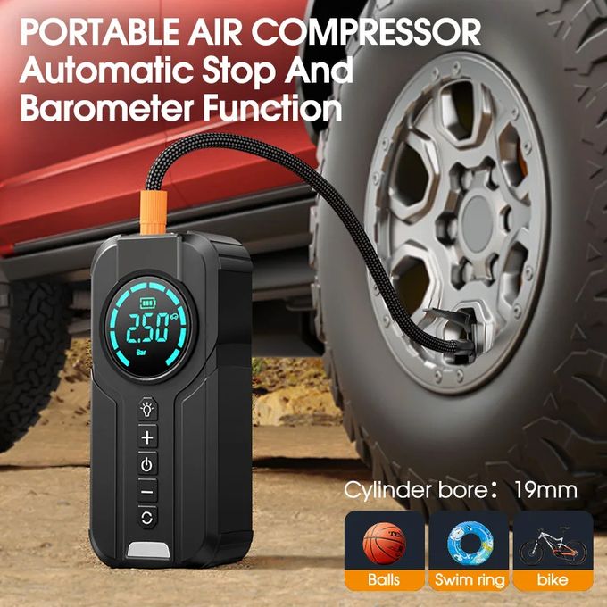 جهاز تشغيل بطارية السيارة المحمول 4 في 1 مع ضاغط هواء Démarreur de batterie de voiture portable 4-en-1 avec compresseur d'air