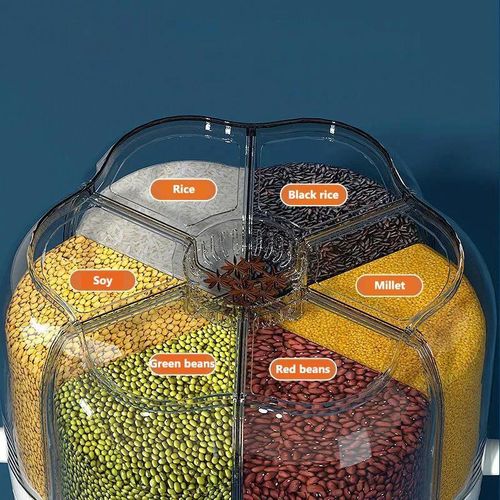 منظم القطاني 7 لتر الحجم الكبير Rotating Rice Barrel Distributeur et rangement hermétique pour céréales et légumineuses
