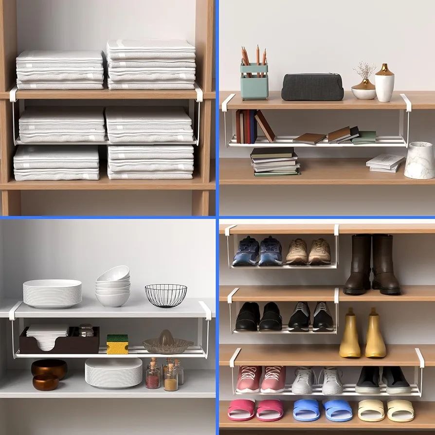 منظمة أحذية معدنية بيضاء قابلة للتوسيع Organisateur de chaussures extensible en métal blanc