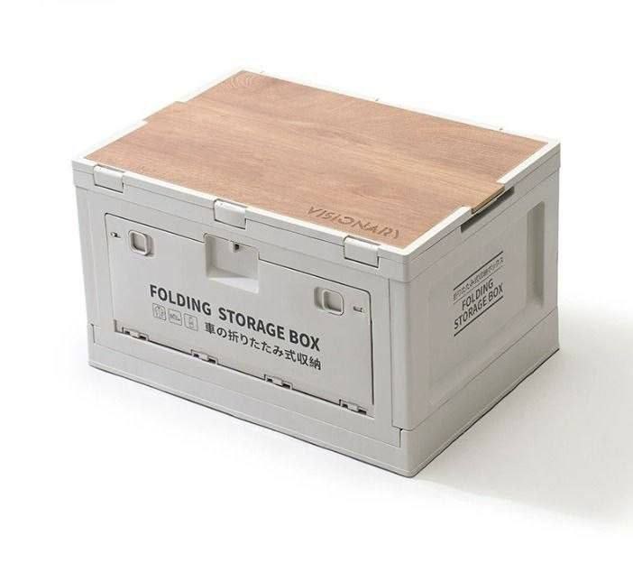 Boîte de Rangement Pliante Multifonction avec Couvercle Double صندوق تخزين قابل للطي متعدد الوظائف بغطاء مزدوج الطبقات وسطح طاولة