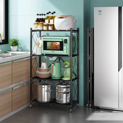 Étagère métallique pliante à roulettes 4 niveaux وحدة رفوف معدنية قابلة للطي من 4 طبقات مزودة بعجلات