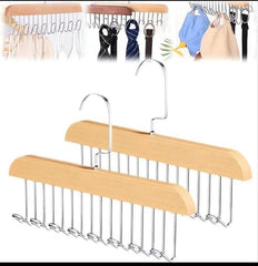 علاقتان ملابس من الخشب الصلب بثمانية خطافات cintre multifonctionnel, outil de rangement pour sous-vêtements