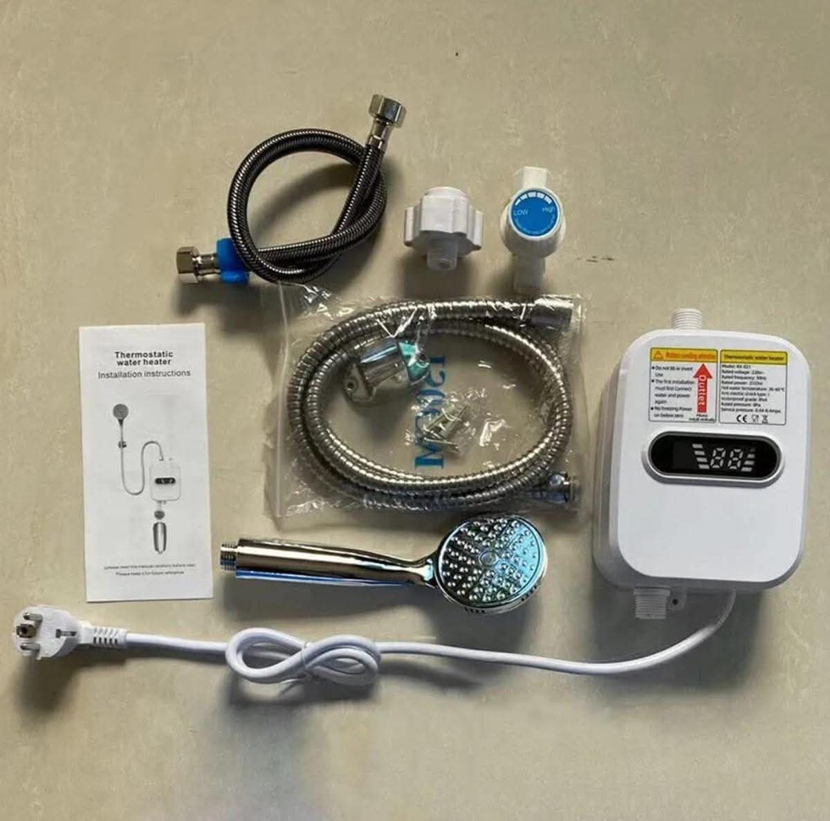 سخان مياه كهربائي فوري مع دش Mini Water Heater 3500W 220V Chauffe-eau électrique instantané avec douche