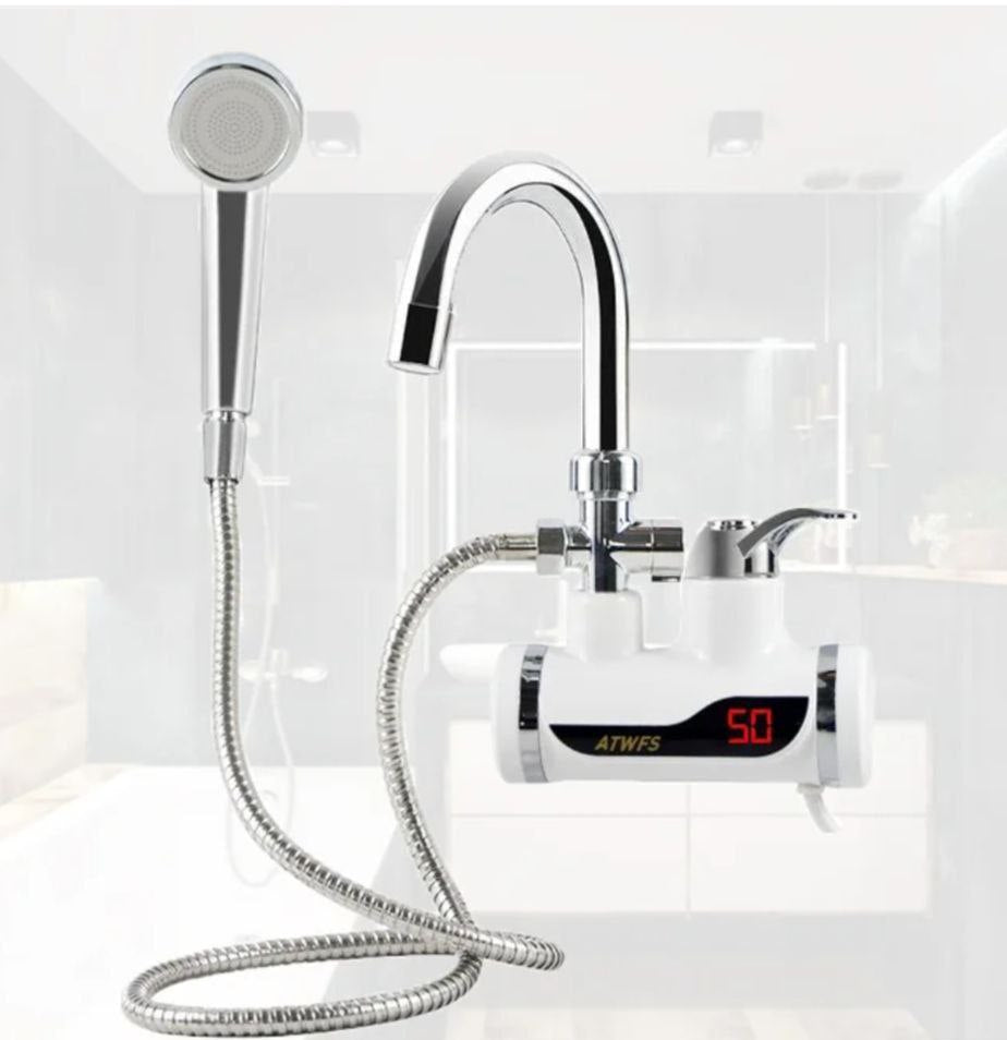 جهاز تسخين المياه مع حنفية ومرش الحمام للماء البارد والساخن
