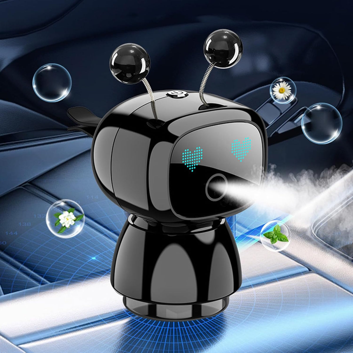معطر سيارة على شكل روبوت موزع عطر صامت يدوم طويلاً Désodorisant de voiture en forme de robot Diffuseur de parfum silencieux