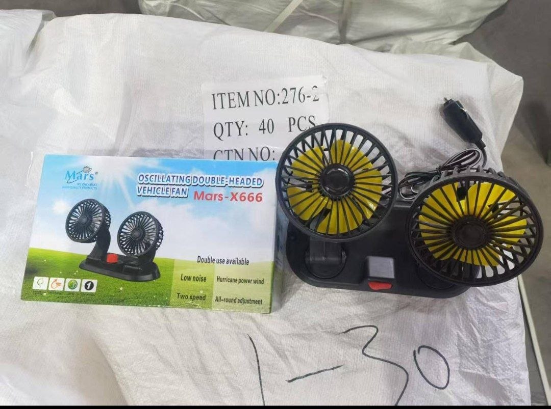 مروحة سيارة USB مزدوجة الرأس، دوران 360 درجة Ventilateur de voiture USB à double tête