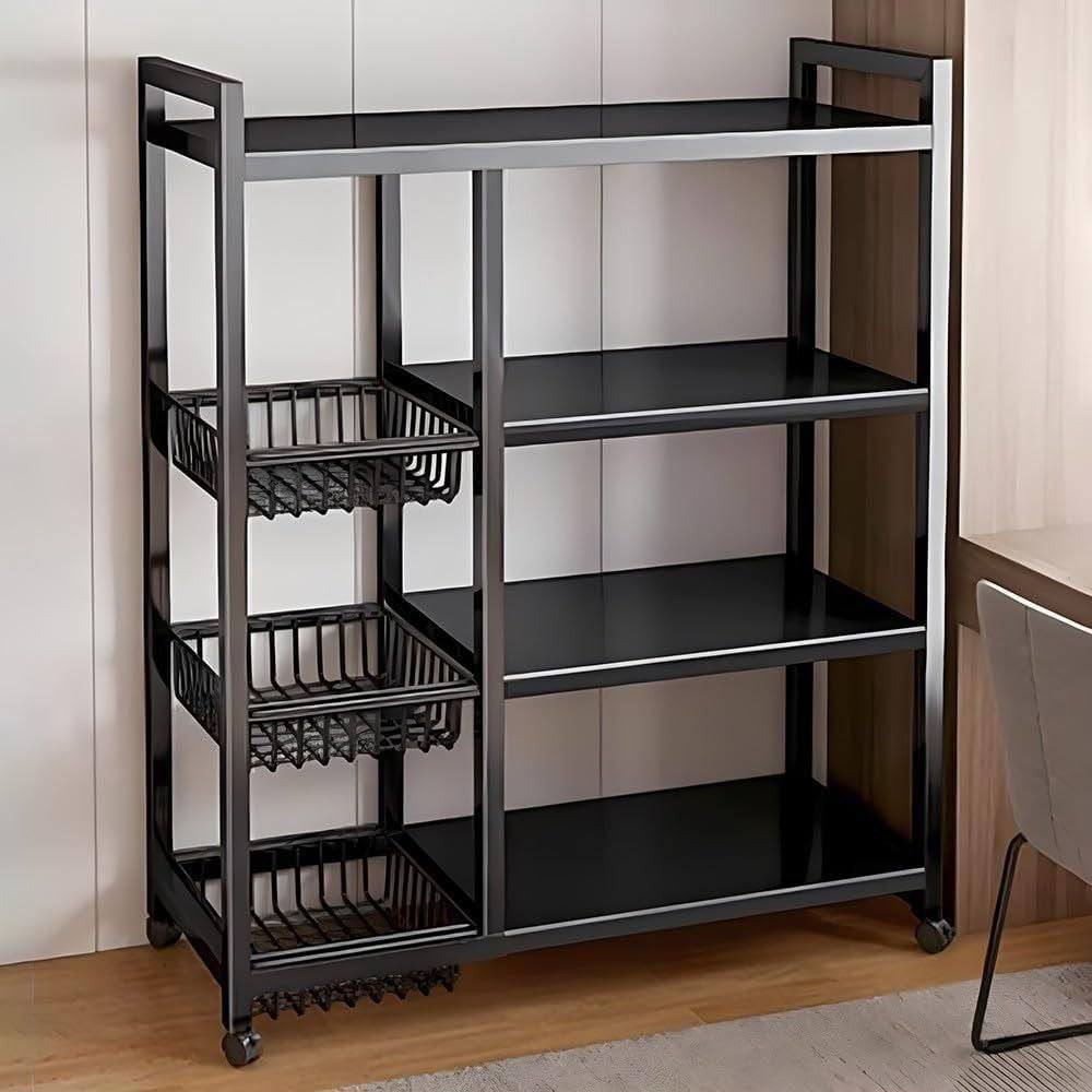 رف تخزين مع عربة متحركة منظم أدوات المطبخ 90×31×131 Etagère de stockage avec chariot mobile