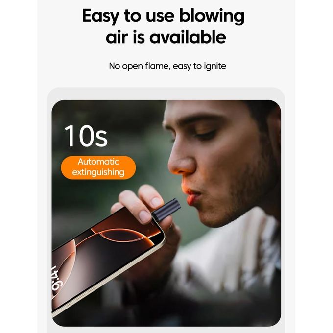 MINI BLOWING LIGHTER  briquet de type C, coupe-vent, adaptateur allume-cigare ولاعة سجائر معدنية لاسلكية