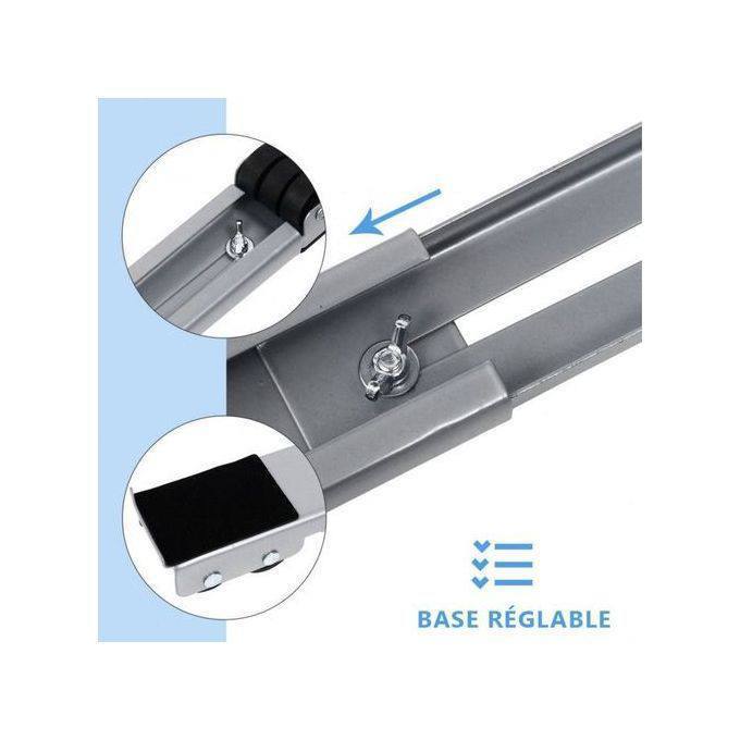 قطعة واحدة من قاعدة عربة الغسالة 1Pièce Machine à Laver Socle Chariot Pieds Chariot Télescopique Réglable Mobile Réfrigérateur Support Roue pour Sèche-Frigo Gris