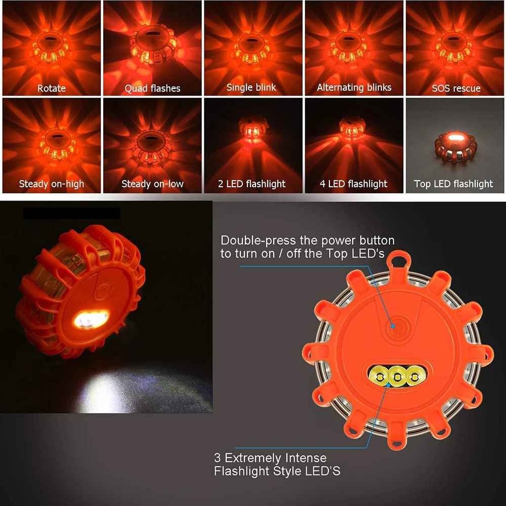 Eclairage LED rotatif à 360 degrés, 9 Modes, lampe d'avertissement pour voiture, éclairage d'extérieur, IP65