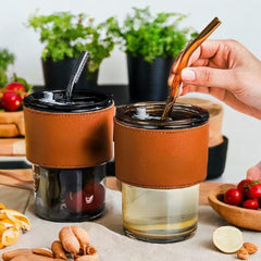 Bamboo joint glass cup كوب زجاجي من الخيزران