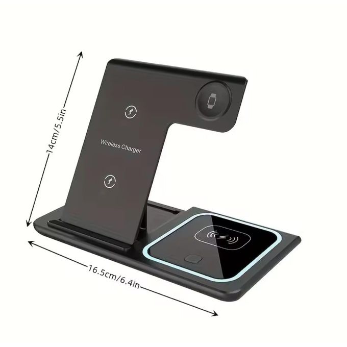 شاحن لاسلكي قابل للطي 3 في 1 Support de chargeur sans fil pliable 3 en 1, station de charge rapide 15W