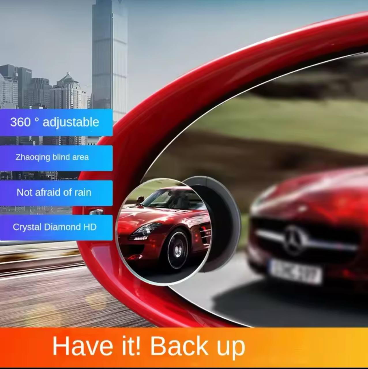 Rétroviseur convexe de voiture HD, grand Angle réglable à 360 degrés