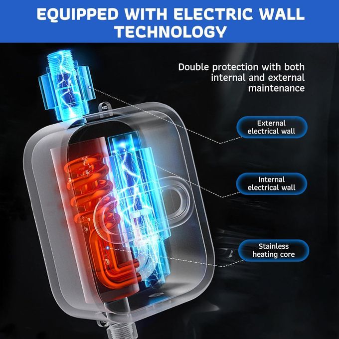 سخان مياه كهربائي فوري مع دش Mini Water Heater 3500W 220V Chauffe-eau électrique instantané avec douche